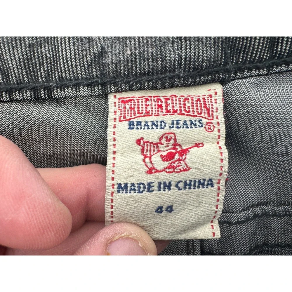True Religion‎ Jeans Ricky 44x34 Bootcut Black Grey Wash Flap Pocket Baggy